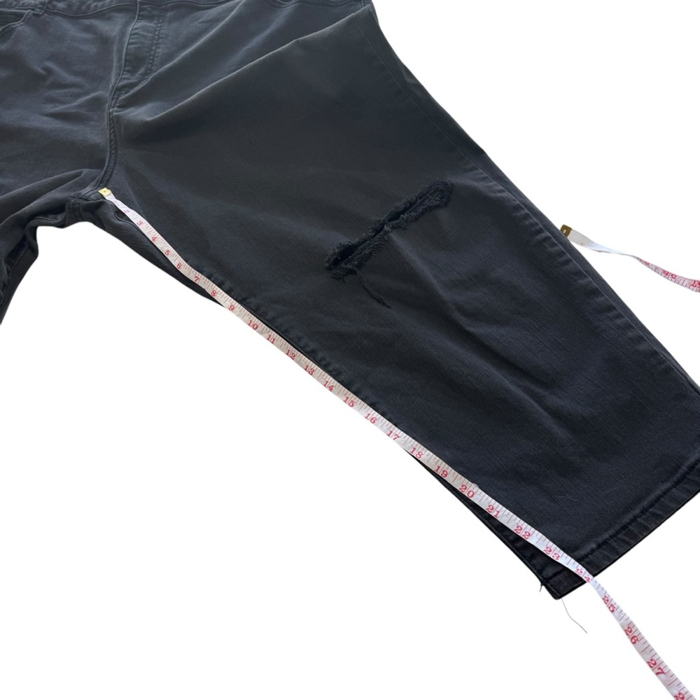ELOQUII Washed Black Straight Jeans Stretch‎ Distressed Busted Knee Plus Size 24 - Picture 15 of 15